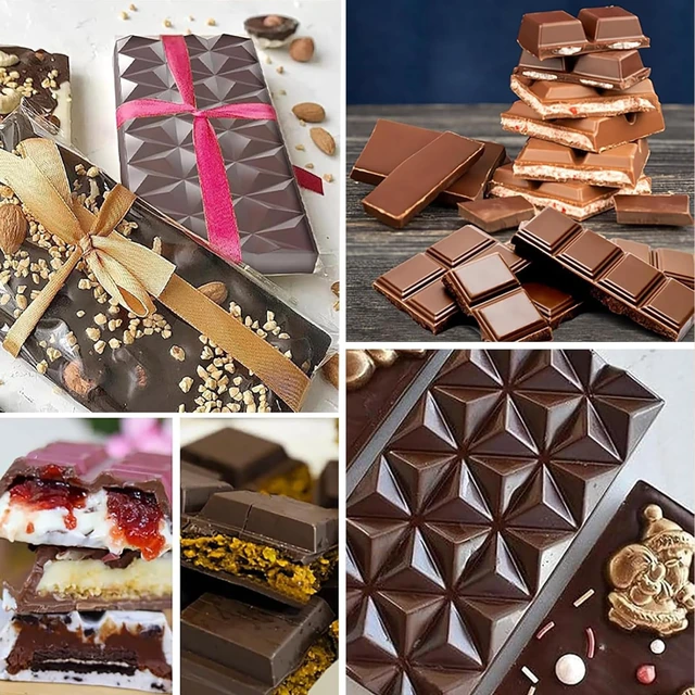 Alt view image 7 of 7 - 2Pcs Chocolate Bar Mold,12 Cavities Non-Stick Chocolate for Stuffed Pistachio Bars, Silicone Molds For Baking,Break Apart Candy Molds for Cake Decorations