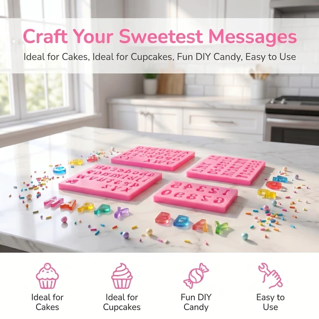 Alt view image 6 of 7 - Letter Molds for Chocolate and Number Molds for Chocolate, 4-Piece Set