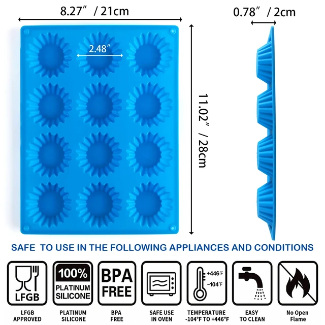 Alt view image 2 of 7 - Sidosir 3pcs Peanut Butter Cup Mold, Silicone Mini Tart Pan for Bite Size Fat Bombs, Silicone Chocolate Candy Mold for Brownie (Peanut Butter Cup)