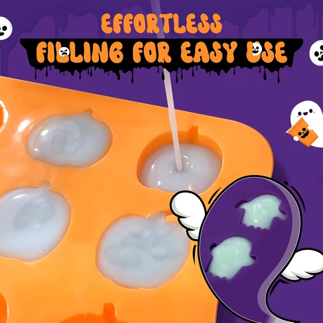 Alt view image 6 of 6 - Pumpkin & Ghost Candy Silicone Molds for Halloween Small Chocolate, Wax Melts, Cake Decoration 15 Cavity Food Grade Bpa Free for Kids, Oven Safe DIY Homemade Mould Treat or Trick -4 PCS