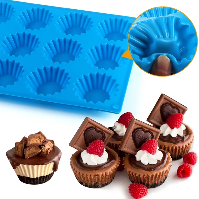 Alt view image 3 of 7 - Sidosir 3pcs Peanut Butter Cup Mold, Silicone Mini Tart Pan for Bite Size Fat Bombs, Silicone Chocolate Candy Mold for Brownie (Peanut Butter Cup)