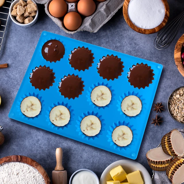 Alt view image 4 of 7 - Sidosir 3pcs Peanut Butter Cup Mold, Silicone Mini Tart Pan for Bite Size Fat Bombs, Silicone Chocolate Candy Mold for Brownie (Peanut Butter Cup)