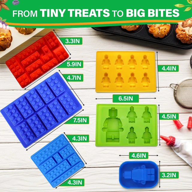 Alt view image 2 of 7 - 6 Pcs Robot and Bricks Silicone Molds for Chocolate and Candy