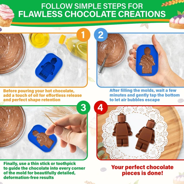 Alt view image 5 of 7 - 6 Pcs Robot and Bricks Silicone Molds for Chocolate and Candy
