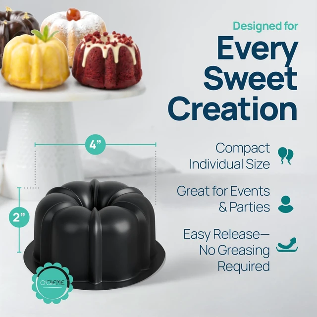 Alt view image 2 of 7 - O'CREME Mini Cake Pan Silicone Baking Mold, Reusable Bakeable Silicone Molds for Jello and Desserts, Non-Stick BPA-Free, Moldes para Flan, Moldes Para Gelatinas, Mini Flan Molds, 25 Pack