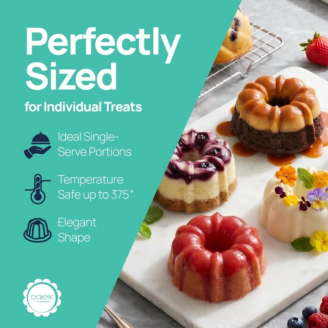 Alt view image 5 of 7 - O'CREME Mini Cake Pan Silicone Baking Mold, Reusable Bakeable Silicone Molds for Jello and Desserts, Non-Stick BPA-Free, Moldes para Flan, Moldes Para Gelatinas, Mini Flan Molds, 25 Pack
