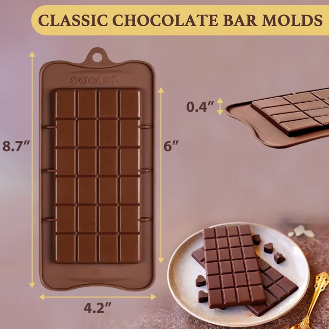 Alt view image 3 of 6 - HKNMTT Chocolate Bar Molds Silicone Classic 4 Pack, Snap Candy Bars Making Mould Set, BPA Free Soy Candle Wax Melt Durable Mold Easy Release Non-Stick for Protein and Energy DIY Handmade Gifts