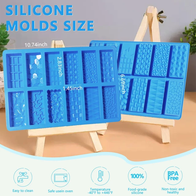 Alt view image 5 of 7 - 2026New 1inch Deep Small Chocolate Bar Mold for Mini Dubai, 2Pcs Candy Silicone Molds for Dubai Pistachio