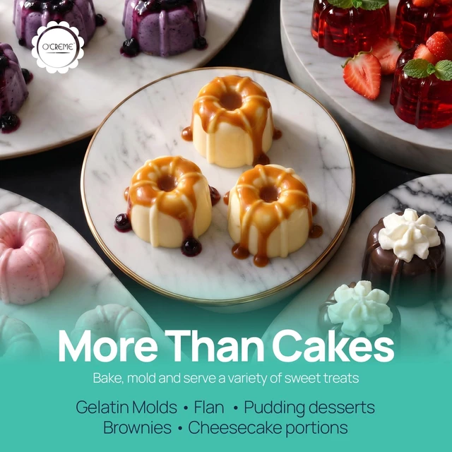 Alt view image 6 of 7 - O'CREME Mini Cake Pan Silicone Baking Mold, Reusable Bakeable Silicone Molds for Jello and Desserts, Non-Stick BPA-Free, Moldes para Flan, Moldes Para Gelatinas, Mini Flan Molds, 25 Pack