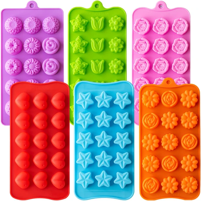 Main image of 6-Pack Flower Chocolate Candy Molds, Silicone Baking Molds