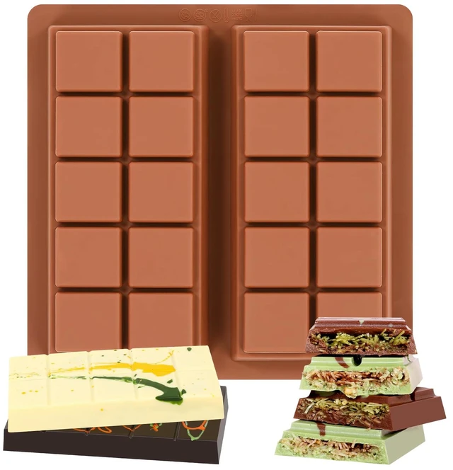 Main image of Dubai Chocolate Molds 1 Inch Deep, Silicone Chocolate Bar Mold Non-Stick, Flexible, Large and Thick Homemade Chocolates, Candies, and Desserts - Set of 1