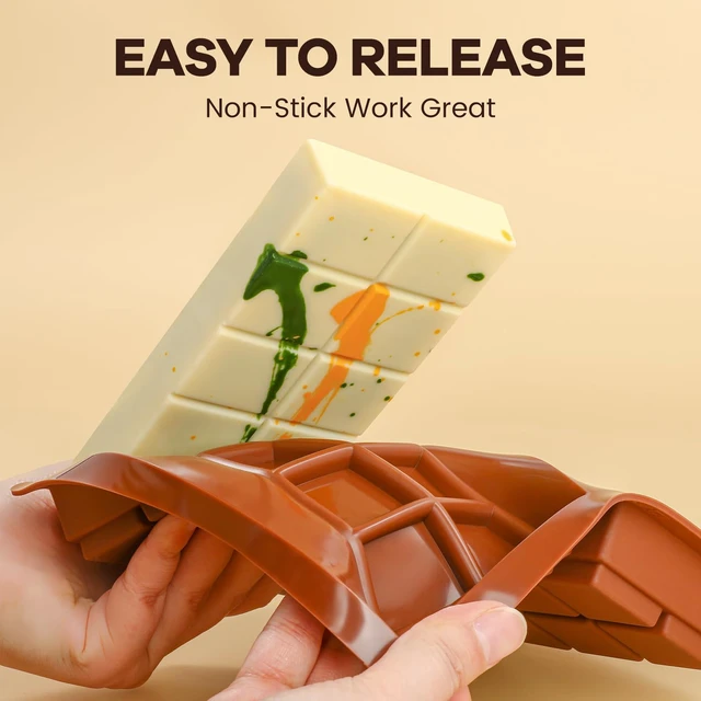 Alt view image 2 of 7 - Dubai Chocolate Molds 1 Inch Deep, Silicone Chocolate Bar Mold Non-Stick, Flexible, Large and Thick Homemade Chocolates, Candies, and Desserts - Set of 1