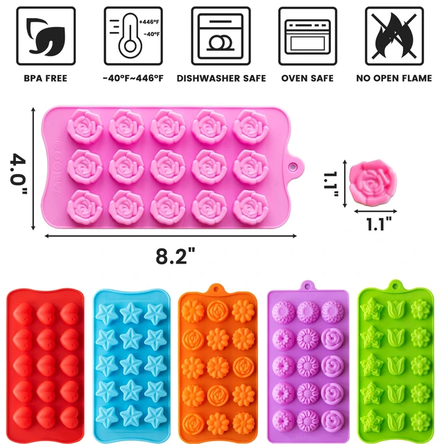 Alt view image 2 of 6 - 6-Pack Flower Chocolate Candy Molds, Silicone Baking Molds