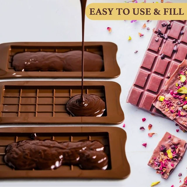Alt view image 5 of 6 - HKNMTT Chocolate Bar Molds Silicone Classic 4 Pack, Snap Candy Bars Making Mould Set, BPA Free Soy Candle Wax Melt Durable Mold Easy Release Non-Stick for Protein and Energy DIY Handmade Gifts