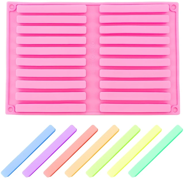 Main image of 2 PACK Chocolate Rod Stick Silicone Strip Molds, 20 Bars Strips Biscuit Candy Molds for Cookies Candy Crayon Candle Soap Ice Cube Tray