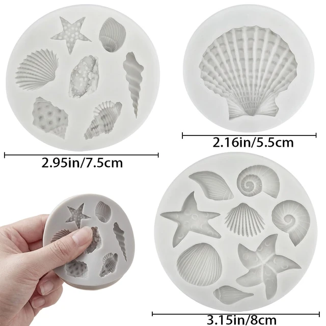 Alt view image 2 of 7 - 3 PCS Marine Theme Cake Fondant Silicone Mold Seashell Conch Starfish Coral Baking Molds for DIY Cake Decoration Chocolate Candy Polymer Clay Crafting Projects