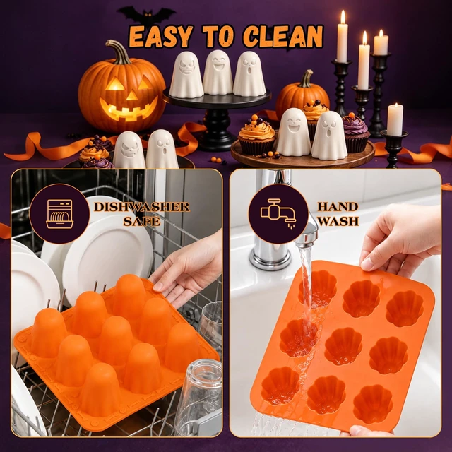 Alt view image 6 of 6 - KASHME 2 Packs Halloween Silicone Molds, 9-Cavity 3D Ghost Silicone Mold