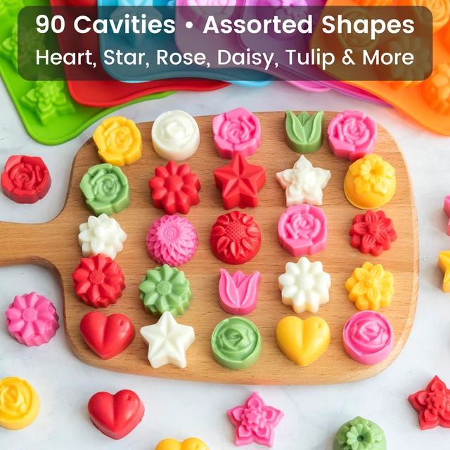Alt view image 6 of 6 - 6-Pack Flower Chocolate Candy Molds, Silicone Baking Molds