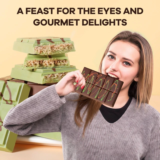 Alt view image 7 of 7 - Dubai Chocolate Molds 1 Inch Deep, Silicone Chocolate Bar Mold Non-Stick, Flexible, Large and Thick Homemade Chocolates, Candies, and Desserts - Set of 1
