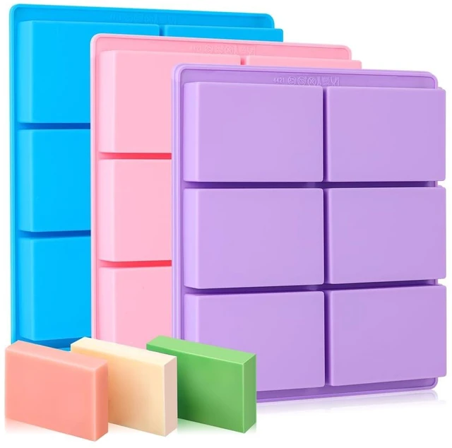 Main image of SJ Rectangle Soap Mold Set, 3-Pack 6-Cavity Silicone Soap Molds