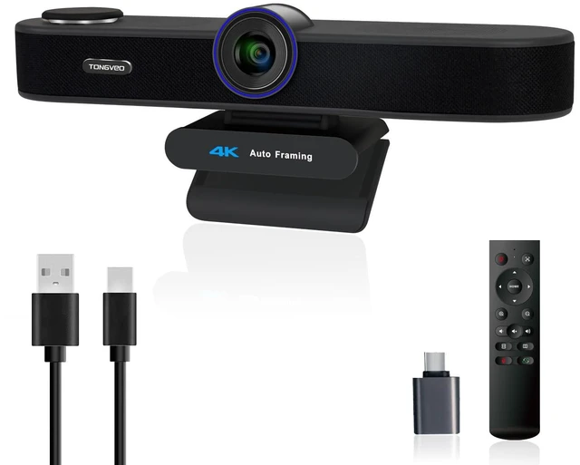Main image of TONGVEO 3-in-1 4K Webcam with Microphones and Speaker, AI Auto-Tracking 5X Digital Zoom Webcam 4K Adjustable Field of View Remote Control Works with Microsoft Teams, Zoom, Google Meet, PC Mac Laptop
