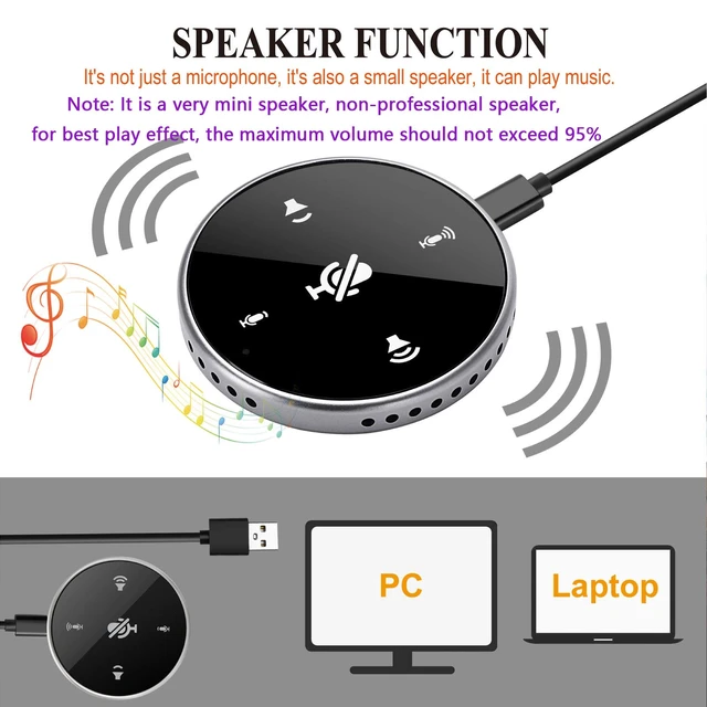 Alt view image 3 of 7 - Upgrated USB Conference Microphone with Speaker,Laptop Omnidirectional Computer Mic with Touch-Sensor to Mute/Volume,for Zoom Meetings,Skype,VoIP Call,Interview,Christmas Stocking Stuffers Surprise