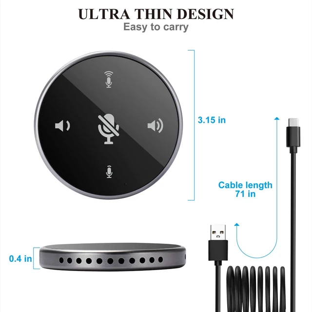 Alt view image 5 of 7 - Upgrated USB Conference Microphone with Speaker,Laptop Omnidirectional Computer Mic with Touch-Sensor to Mute/Volume,for Zoom Meetings,Skype,VoIP Call,Interview,Christmas Stocking Stuffers Surprise