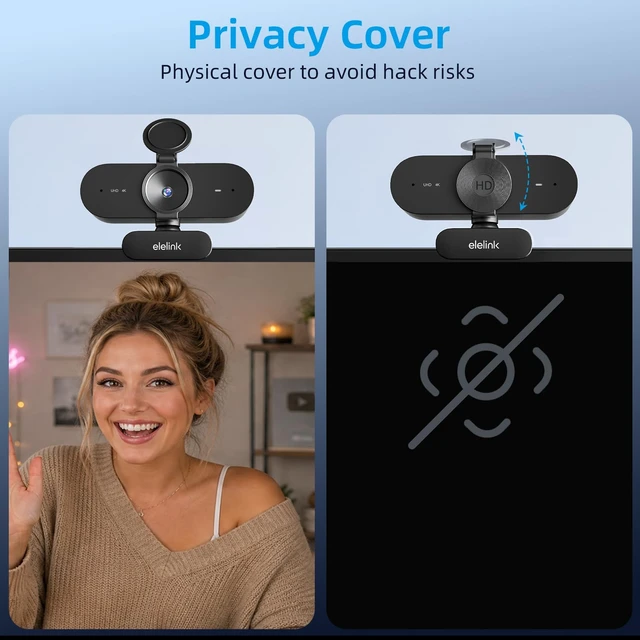 Alt view image 7 of 7 - 4K Webcam for PC,Auto Focus Streaming Web Cam USB,Dual Noise Reduction Mics