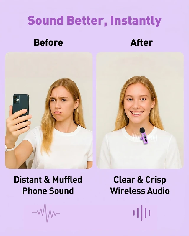 Alt view image 2 of 7 - USB C Lavalier Microphone Wireless Mini Mic for Type-C Android Phone/Tablet/PC Video Recording Clip-on Mics with Rotatable Clip&Denoise Recording, Ideal for Vlog Tiktok Youtube Content Creator, Purple