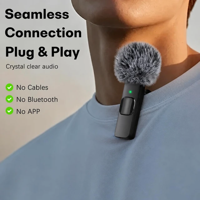 Alt view image 3 of 7 - MAYBESTA Wireless Mini Microphone for iPhone, Android Phone - Lavalier Lapel Mic for Audio Video Recording - Clip on Content Creator Microphones for YouTube Tiktok Podcast Vlogging(Type-C Full Kit)