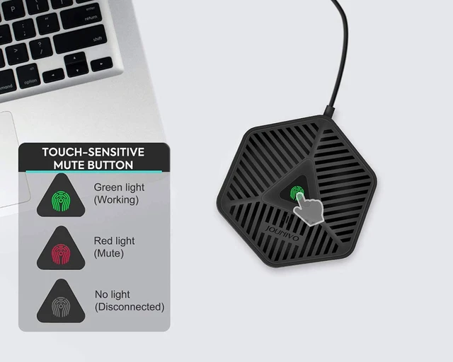 Alt view image 3 of 6 - Conference USB Microphone, 360° Omnidirectional Computer Mic with Mute Button for Video Conference, Recording, Skype, Online Class, Plug & Play Compatible with Windows/macOS/PC/Laptop(JV808)