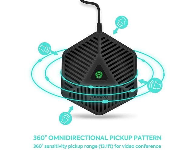 Alt view image 4 of 6 - Conference USB Microphone, 360° Omnidirectional Computer Mic with Mute Button for Video Conference, Recording, Skype, Online Class, Plug & Play Compatible with Windows/macOS/PC/Laptop(JV808)