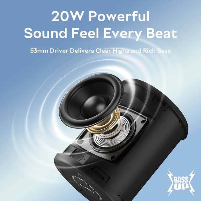 Alt view image 2 of 7 - Portable Bluetooth Speaker, 20W Stereo, IPX7 Waterproof, RGB Light