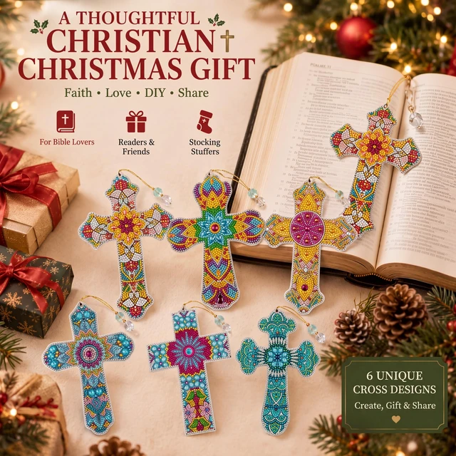 Alt view image 4 of 7 - Ireer 6 Pcs Cross 5d Diamond Art Bookmarks for Adult,DIY Painting Kit