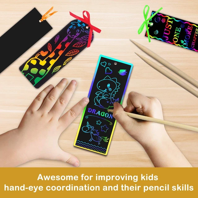 Alt view image 5 of 7 - ZMLM Rainbow Scratch Paper Art Bookmarks for Kids Party Favors 36 Pack