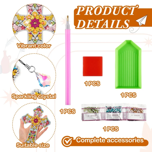 Alt view image 5 of 7 - Ireer 6 Pcs Cross 5d Diamond Art Bookmarks for Adult,DIY Painting Kit