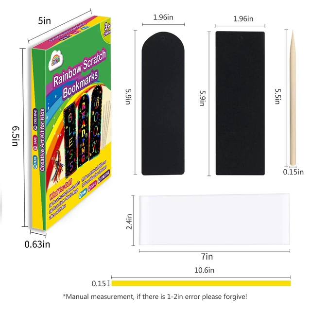 Alt view image 7 of 7 - ZMLM Rainbow Scratch Paper Art Bookmarks for Kids Party Favors 36 Pack
