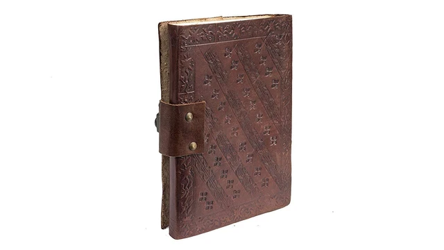 Alt view image 3 of 7 - Handmade Leather Bound Journal Vintage Writing Notebook For Women and Men with Lock & Engraved Rose Gift Art Travel Diary Book of Shadows Notebooks To Write (7 by 5 Inches)
