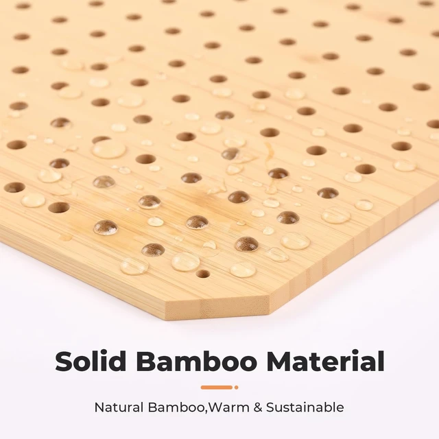 Alt view image 3 of 7 - 4 Pack Bamboo Peg Board with Storage Shelf and Hooks, Wall Mounted 16"x12"