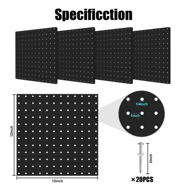 Alt view image 2 of 7 - Peg Board, 4 Pack Metal Pegboard Panels Black Pegboards Wall Organizer with Bent Frame Large Heavy Duty Peg Board for Walls Home, Garage Tool Storage, Office Organization, Craft Room, Kitchen