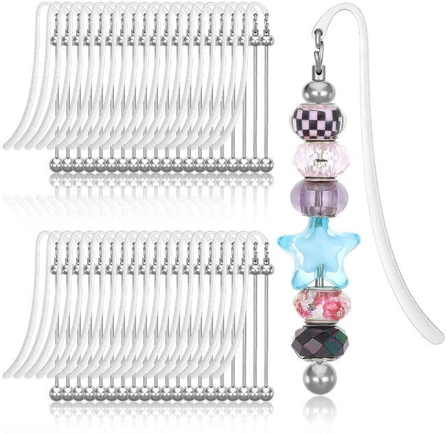 Main image of 40pcs Beadable Bookmarks DIY Metal Blank Bar Bookmark for Beads Beaded Bookmark DIY Bookmarks Modern Bead Craft Jewelry Pendant Charm Gift for Book Lovers Student Teacher Office Supplies DIYMaking