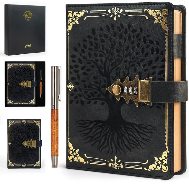 Main image of Journal with Lock with Pen, Refillable Diary with Lock A5 Black
