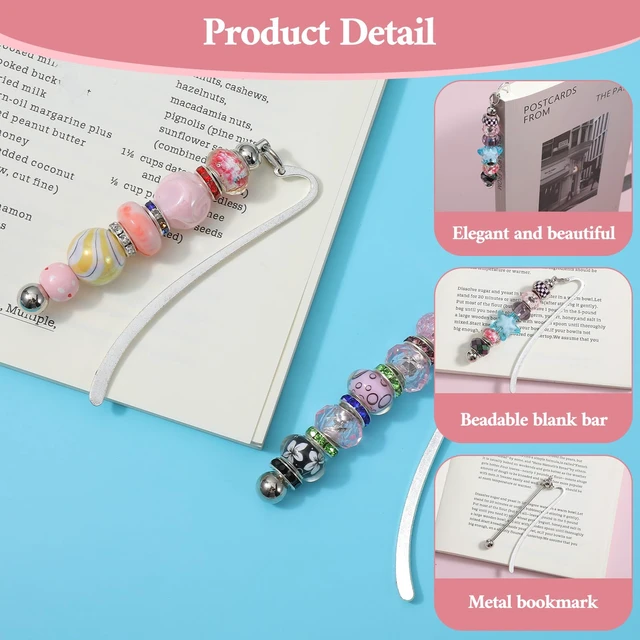 Alt view image 4 of 7 - 40pcs Beadable Bookmarks DIY Metal Blank Bar Bookmark for Beads Beaded Bookmark DIY Bookmarks Modern Bead Craft Jewelry Pendant Charm Gift for Book Lovers Student Teacher Office Supplies DIYMaking
