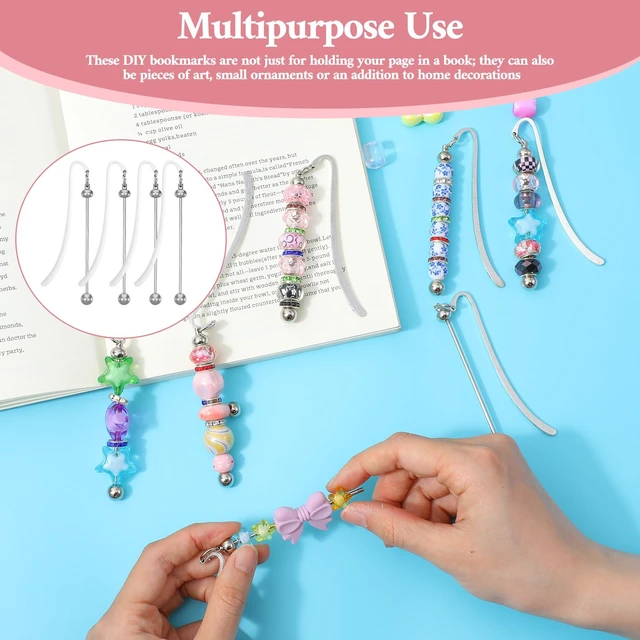 Alt view image 5 of 7 - 40pcs Beadable Bookmarks DIY Metal Blank Bar Bookmark for Beads Beaded Bookmark DIY Bookmarks Modern Bead Craft Jewelry Pendant Charm Gift for Book Lovers Student Teacher Office Supplies DIYMaking