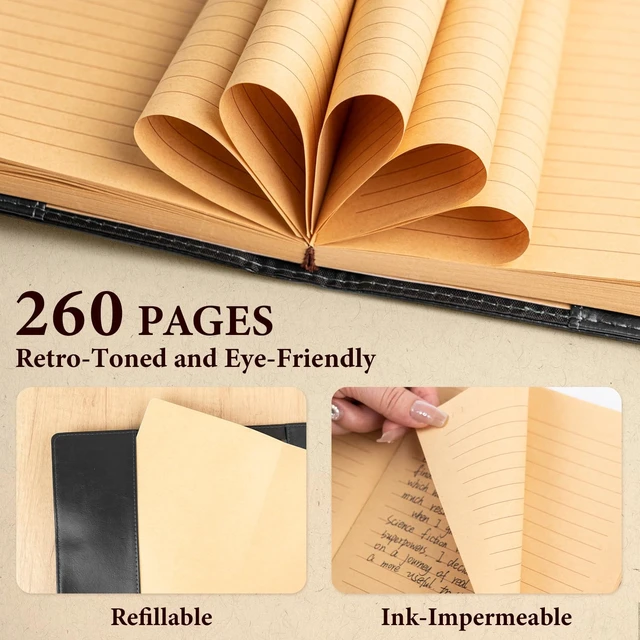 Alt view image 6 of 7 - Journal with Lock with Pen, Refillable Diary with Lock A5 Black