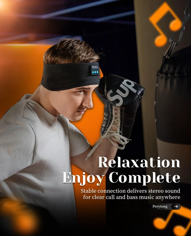 Alt view image 5 of 7 - Perytong 2 Pack Sleep Headphones, Sleeping Headphones | Bluetooth Headband with Ultra-Thin HD Stereo Speaker, Wireless Headphone for Sports, Insomnia, Yoga, Air Travel, Meditation