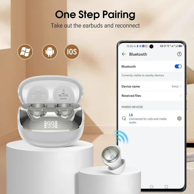 Alt view image 7 of 7 - Sleep Earbuds Bluetooth 5.4, Mini Light-Weight Headphones for Side Sleepers
