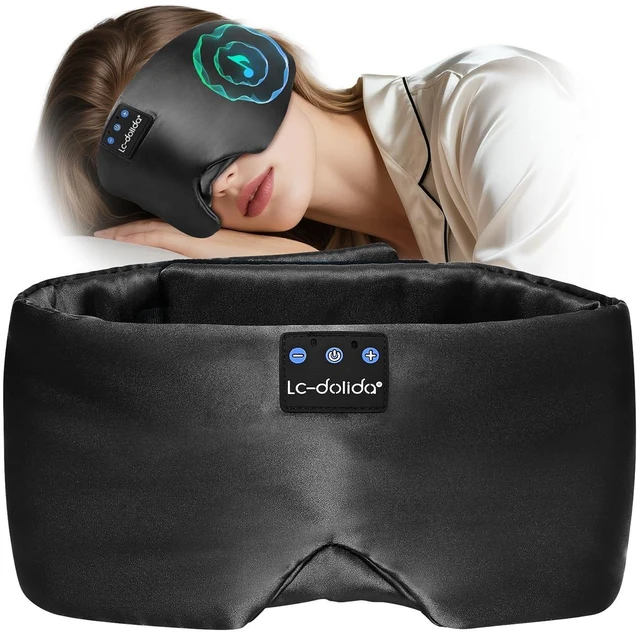 Main image of LC-dolida Luxurious Silk Soft Sleep Mask, Sleep Headphones with Bluetooth 5.4 for Side Sleeper, Total Blackout Eye Sleeping Mask for Women and Men, Ideal Gift for Restful Sleep, Travel(Black)