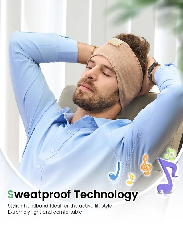 Alt view image 3 of 7 - Bluetooth Headphones Headband, Sleep Headphones Bluetooth 5.4 Headband for Side Sleepers, Reduce Snoring Disturbance for Sleeping, Wireless Headphone for Workout Running Cool Gadgets Unique Gifts