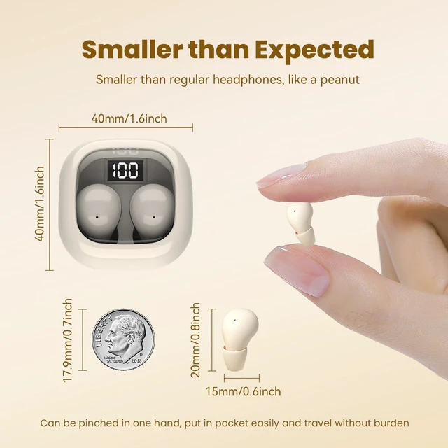 Alt view image 7 of 7 - Invisible Mini Sleep Earbuds Ear Buds for Side Sleepers Sleeping, Small Ears Canals Women Wireless Bluetooth Low Profile Smallest Disgused Tiny Micro Discreet Hidden Earbuds Headphones for Work